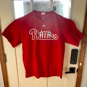Red Majestic Phillies Jimmy Rollins t-shirt jersey